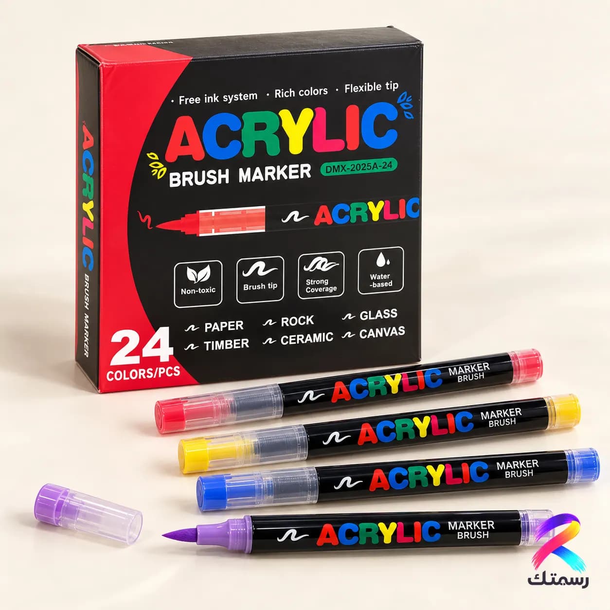 Acrylic Markers β 24 Colours, Single Tip